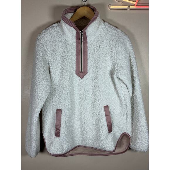 Abercrombie & Fitch Women’s Oversized Quarter Zip Soft Sherpa Size Small 90s - Picture 1 of 9